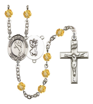 Saint Christopher and Martial Arts Rosary with Topaz Beads