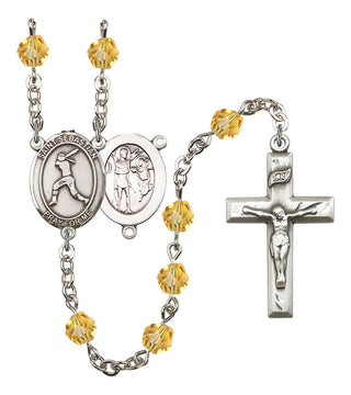 Saint Sebastian and Softball Rosary with Topaz Beads