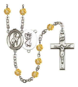 Saint Christopher and Rodeo Rosary with Topaz Beads