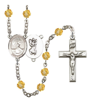 Saint CHRISTOPHER and Water Polo-Women Rosary with Topaz Beads