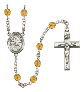 Silver Plated 6mm Fire Polished Madonna del Ghisallo Rosary in Topaz