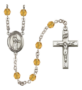 Silver Plated 6mm Fire Polished Saint Petronille Rosary in Topaz
