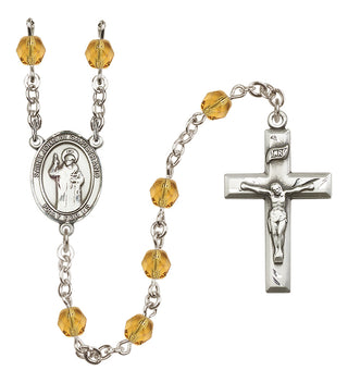 Silver Plated 6mm Fire Polished Saint John of Capistrano Rosary in Topaz