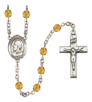 Silver Plated 6mm Fire Polished Pope Saint Eugene I Rosary in Topaz