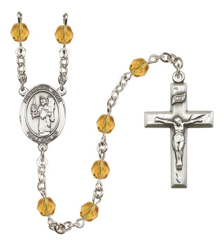Silver-Plated 6mm Saint Uriel the Archangel  Engraved Catholic Rosaries