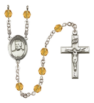 Silver Plated 6mm Fire Polished Blessed Miguel Pro Rosary in Topaz