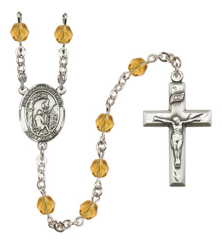 Silver Plated 6mm Fire Polished Saint Paul the Hermit Rosary in Topaz