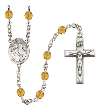 Silver Plated 6mm Fire Polished Saints Peter & Paul Rosary in Topaz