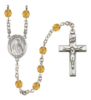 Silver-Plated 6mm Saint Lydia Purpuraria  Engraved Catholic Rosaries