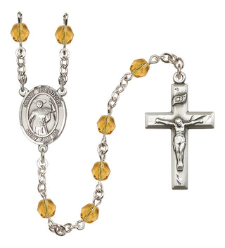 Silver Plated 6mm Fire Polished Saint Theodore Stratelates Rosary in Topaz