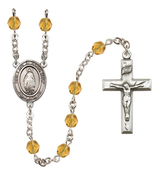 Silver Plated 6mm Fire Polished Our Lady of Good Help Rosary in Topaz
