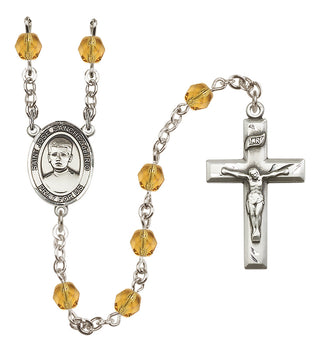Silver Plated 6mm Fire Polished Saint Jose Sanchez del Rio Rosary in Topaz
