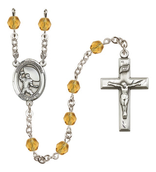Silver-Plated 6mm Saint Christopher / Football Rosary
