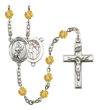 Saint Sebastian and Softball Rosary with Topaz Beads