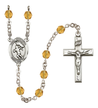 Silver-Plated 6mm Saint Sebastian /Track&Field-Women Rosary
