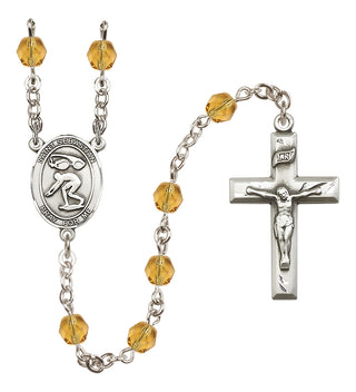 Silver-Plated 6mm Saint Sebastian/Swimming Rosary