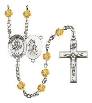 Guardian Angel and Baseball Rosary with Topaz Beads