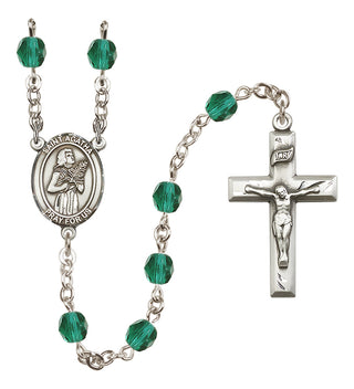 Silver Plated 6mm Fire Polished Saint Agatha Rosary in Zircon