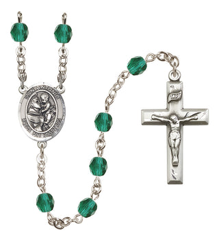 Silver Plated 6mm Fire Polished San Antonio Rosary in Zircon