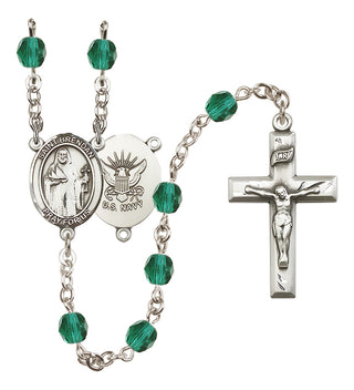 Silver-Plated 6mm Saint Brendan the Navigator / Navy Rosary