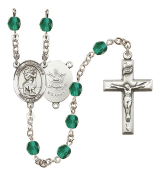 Silver-Plated 6mm Saint Christopher / Army Rosary