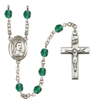 Silver Plated 6mm Fire Polished Saint Elizabeth of Hungary Rosary in Zircon