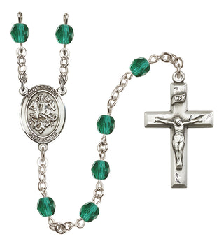 Silver-Plated 6mm Saint George  Engraved Catholic Rosaries