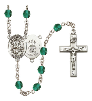 Silver-Plated 6mm Saint George / Air Force Rosary
