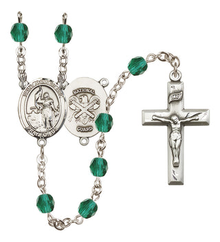 Silver-Plated 6mm Saint Joan of Arc / Nat'l Guard Rosary