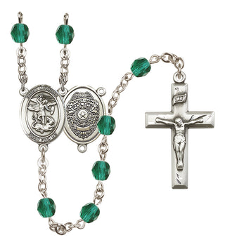Silver-Plated 6mm Saint Michael the Archangel/Policeman Rosary