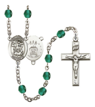Saint Michael and Air Force Rosary with Zircon Beads