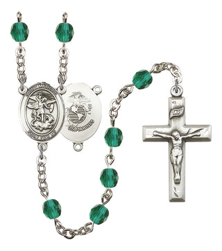 Saint Michael and Marines Rosary with Zircon Beads