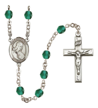 Silver Plated 6mm Fire Polished Saint Philomena Rosary in Zircon
