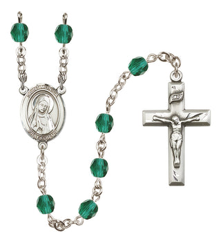 Silver Plated 6mm Fire Polished Saint Monica Rosary in Zircon