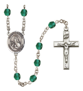 Silver Plated 6mm Fire Polished Santa Teresita Rosary in Zircon