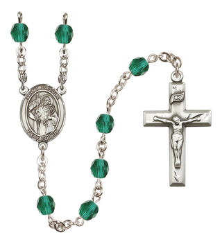 Silver Plated 6mm Fire Polished Saint Ursula Rosary in Zircon