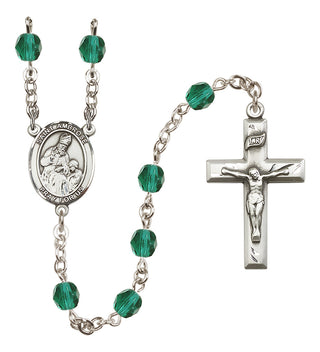 Silver-Plated 6mm Saint Ambrose  Engraved Catholic Rosaries
