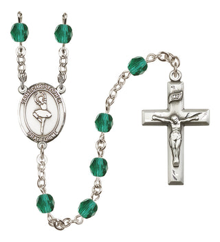Silver Plated 6mm Fire Polished Saint Christopher/Dance Rosary in Zircon