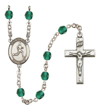 Silver-Plated 6mm Saint Sebastian/Track & Field Rosary
