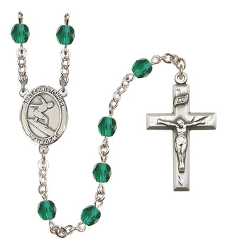Silver-Plated 6mm Saint Christopher/Surfing Rosary