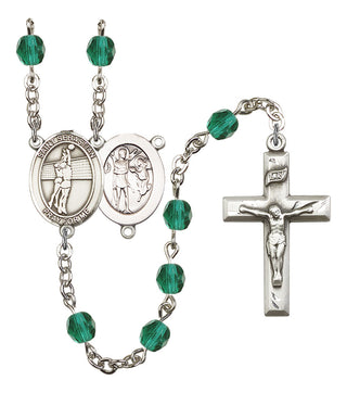Saint Sebastian and Volleyball Rosary with Zircon Beads