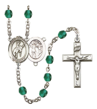 Saint Sebastian and Rodeo Rosary with Zircon Beads