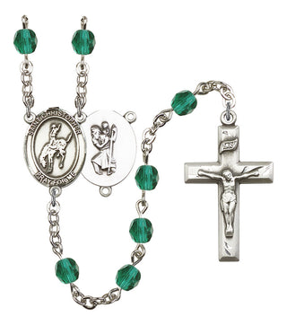Saint Christopher and Rodeo Rosary with Zircon Beads