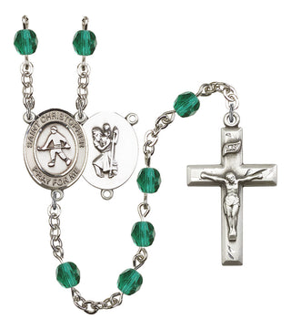 Saint Christopher and Field Hockey Rosary with Zircon Beads