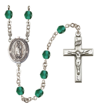 Silver Plated 6mm Fire Polished Virgen de Guadalupe Rosary in Zircon