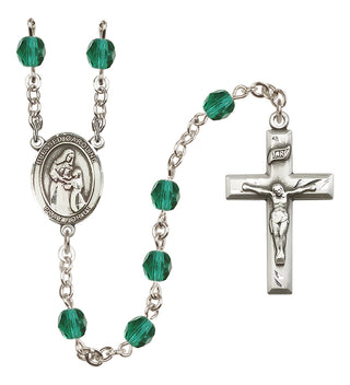 Silver Plated 6mm Fire Polished Blessed Caroline Gerhardinger Rosary in Zircon