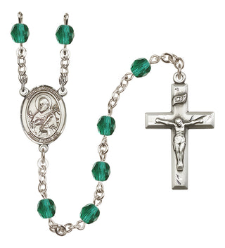 Silver-Plated 6mm Saint Meinrad of Einsiedeln  Engraved Catholic Rosaries