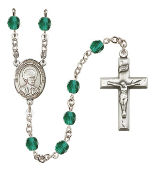 Silver Plated 6mm Fire Polished Saint Louis Marie de Montfort Rosary in Zircon
