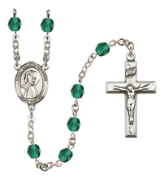 Silver Plated 6mm Fire Polished Saint Edmund Campion Rosary in Zircon