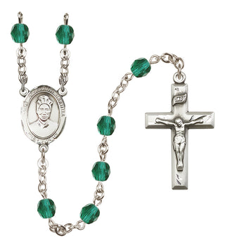 Silver-Plated 6mm Saint Josephine Bakhita  Engraved Catholic Rosaries